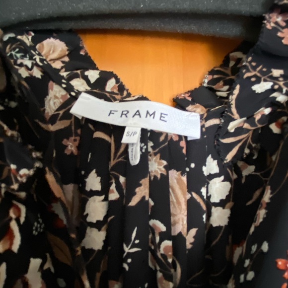 FRAME Midi Dress Silk Floral - Noir Multi - Picture 5 of 8